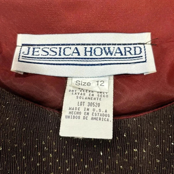 Jessica Howard Size 12 Brown Sparkling Short Sleeve Dress. Fully lined. Mini - Picture 6 of 7